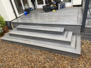 Composite decking with cascading steps